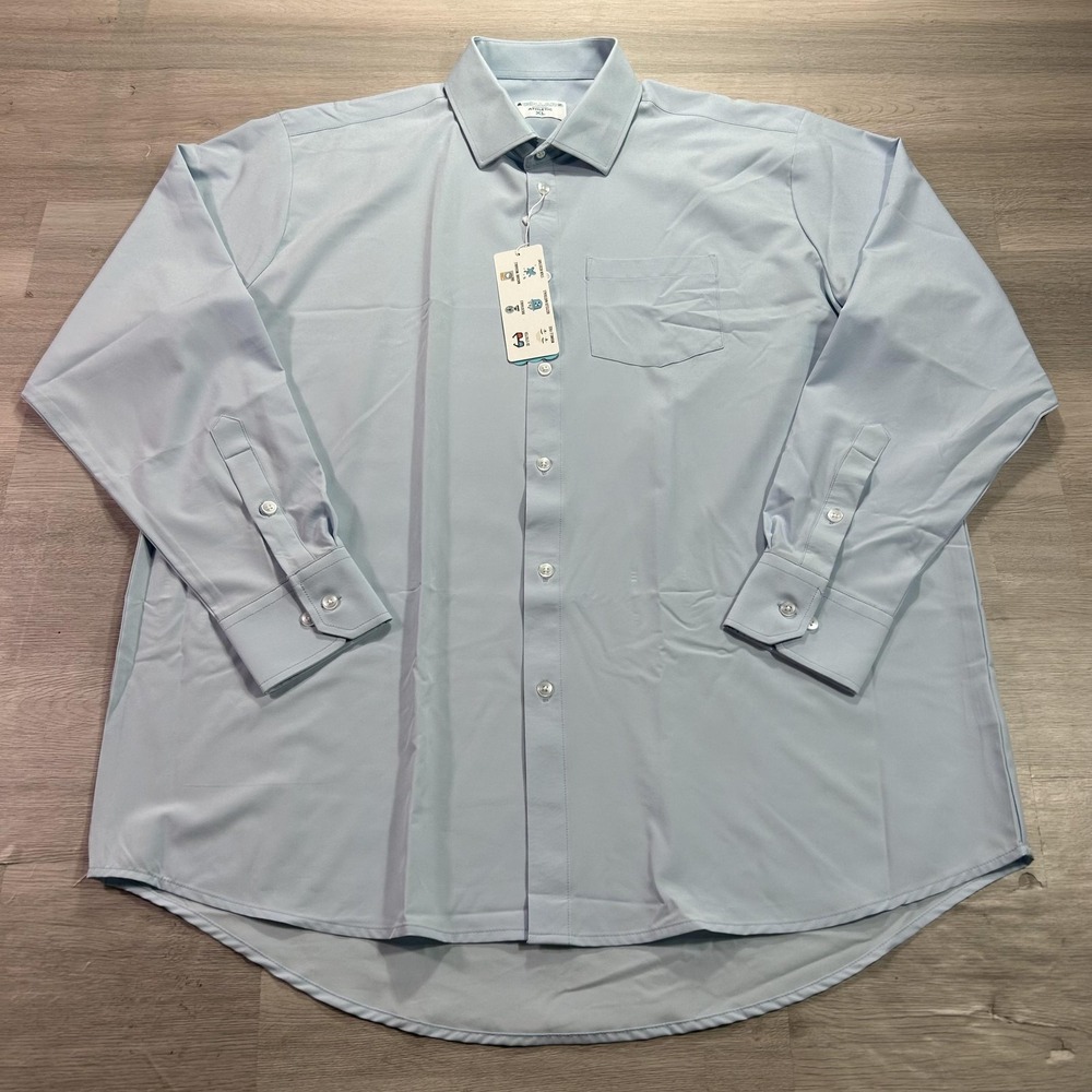 NEW &Collar Shirt Mens XL Blue Solid Athletic Fit Stretch Dress Long Sleeve
